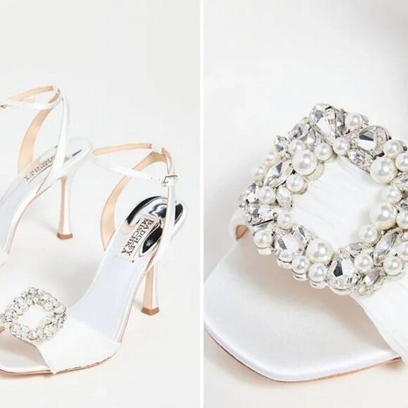 Badgley Mischka Collection Nixie Ankle Strap Sandal in Soft White - Picture 1 of 6